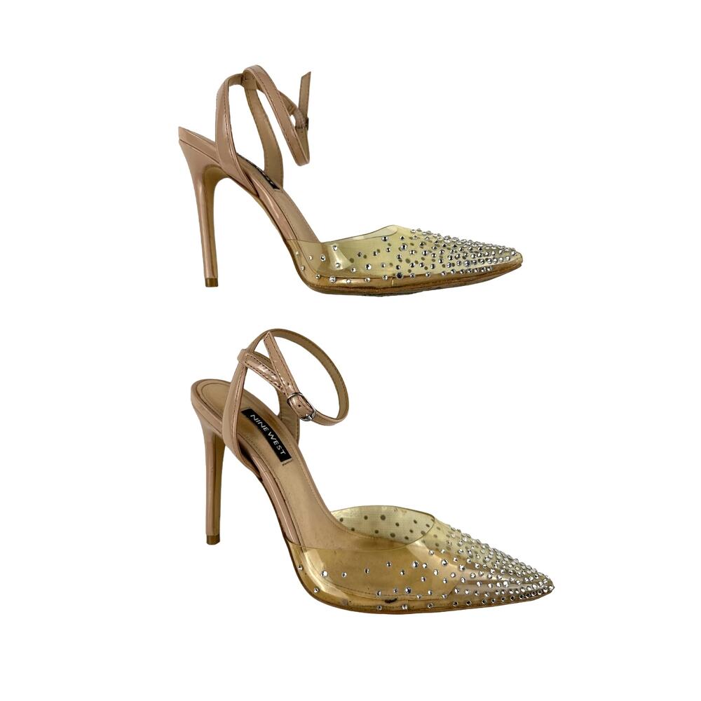 Nine West - Foreva Rhinestone Stiletto Pumps In Nude & Clear View 2